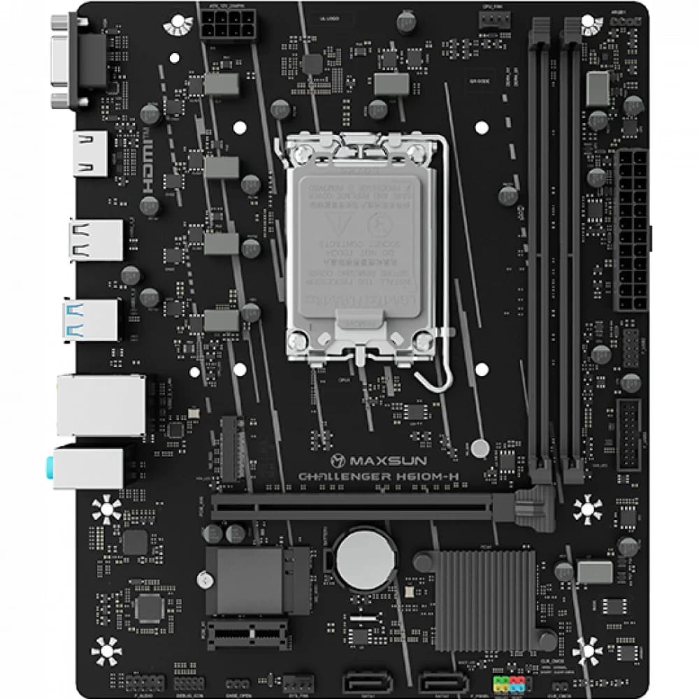 Материнская плата Maxsun MS-Challenger H610M-H V1 WIFI H610, LGA1700, 2*DDR4, 1*PCIEx16, 1*PCIEx1, 1*M.2, 4*USB3.2Gen1, 6*USB2.0, 2*SATA3.0, 1G, VGA, HDMI, M-ATX, RTL