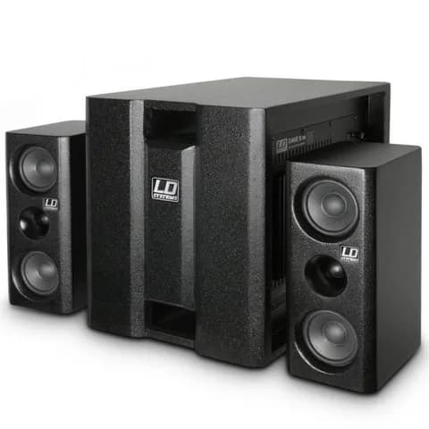 LD SYSTEMS Громкоговоритель LDDAVE8XS, Комплект из сабвуфера и двух акустических систем активный. Динамик сабвуфера 8", диаметр динамиков сателлитов 4" плюс 1" шёлковый твитер. Мощность RMS 350 Вт,