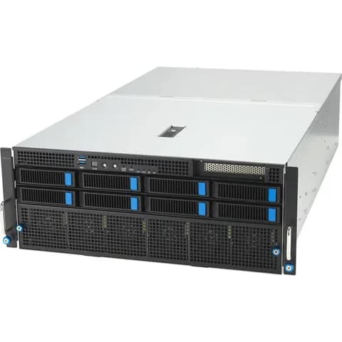 Сервер ASUS ESC8000-E11-SKU2 4U, 2x LGA4677, 32x DDR5, 2x NVMe/SATA/SAS* + 6 SATA/SAS*, 1x M.2(Up to 22110), 1x PCIex8 for HBA/RAID, 8x PCIex16 for dual-slot GPU, 1x PCIex16 for NIC card, 2x 10Gbe,