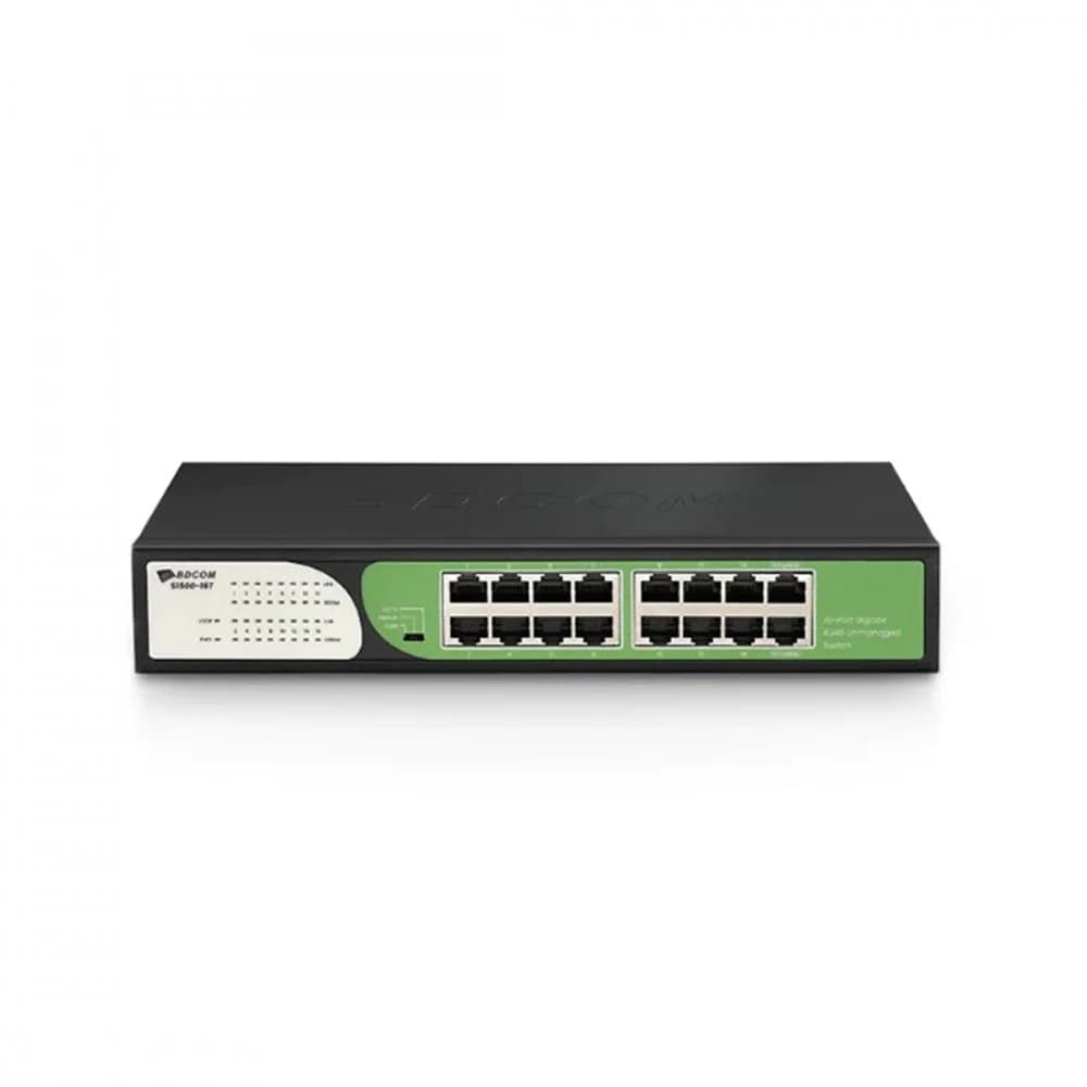 Коммутатор, BDCOM, S1500-16T, Неуправляемый, 16 портов 10/100/1000M RJ45, Встроенный источник питания AC220V, Настольный