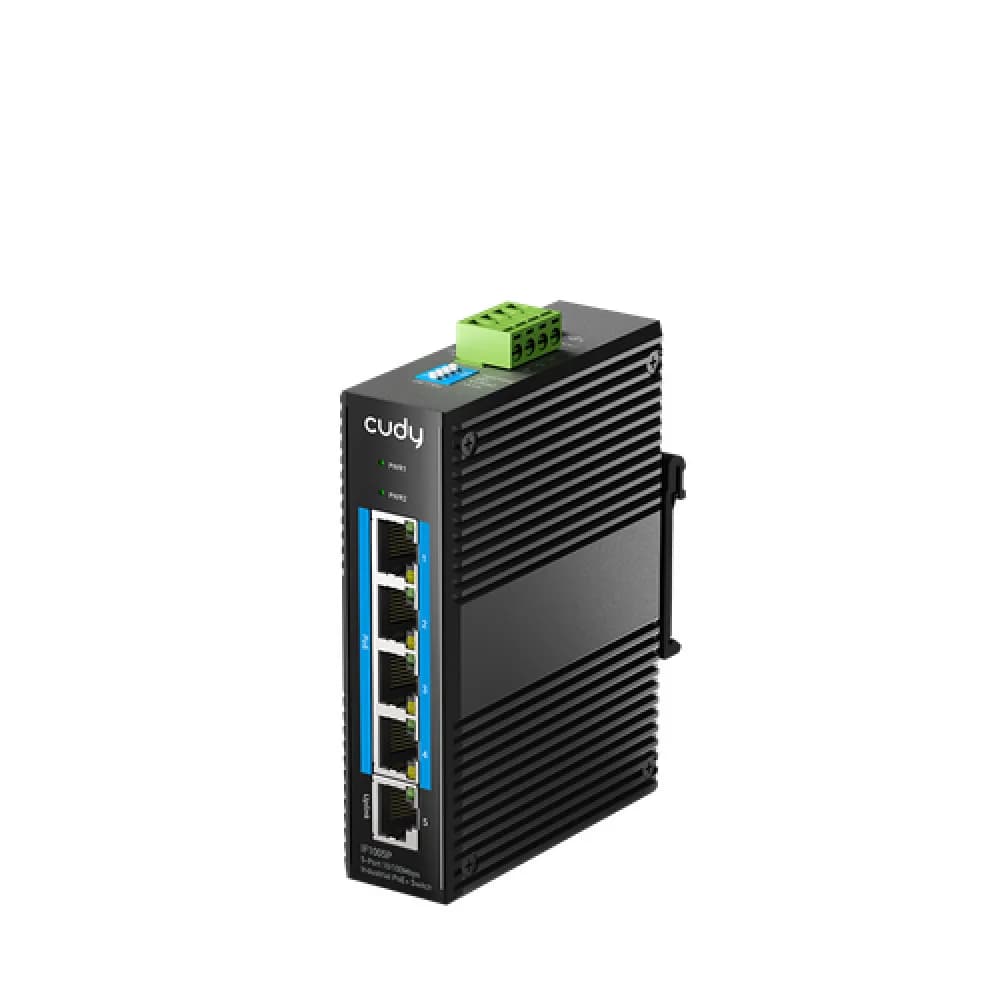 Промышленный коммутатор/ 5-Port 10/100M Aluminum Industrial PoE+ Switch, 4 10/100M Ports, 1 10/100M Uplink Ports, 802.3at/af, Din-rail design, Power supply: DC 9.6~57V, work temperature:-40°C-75°C,