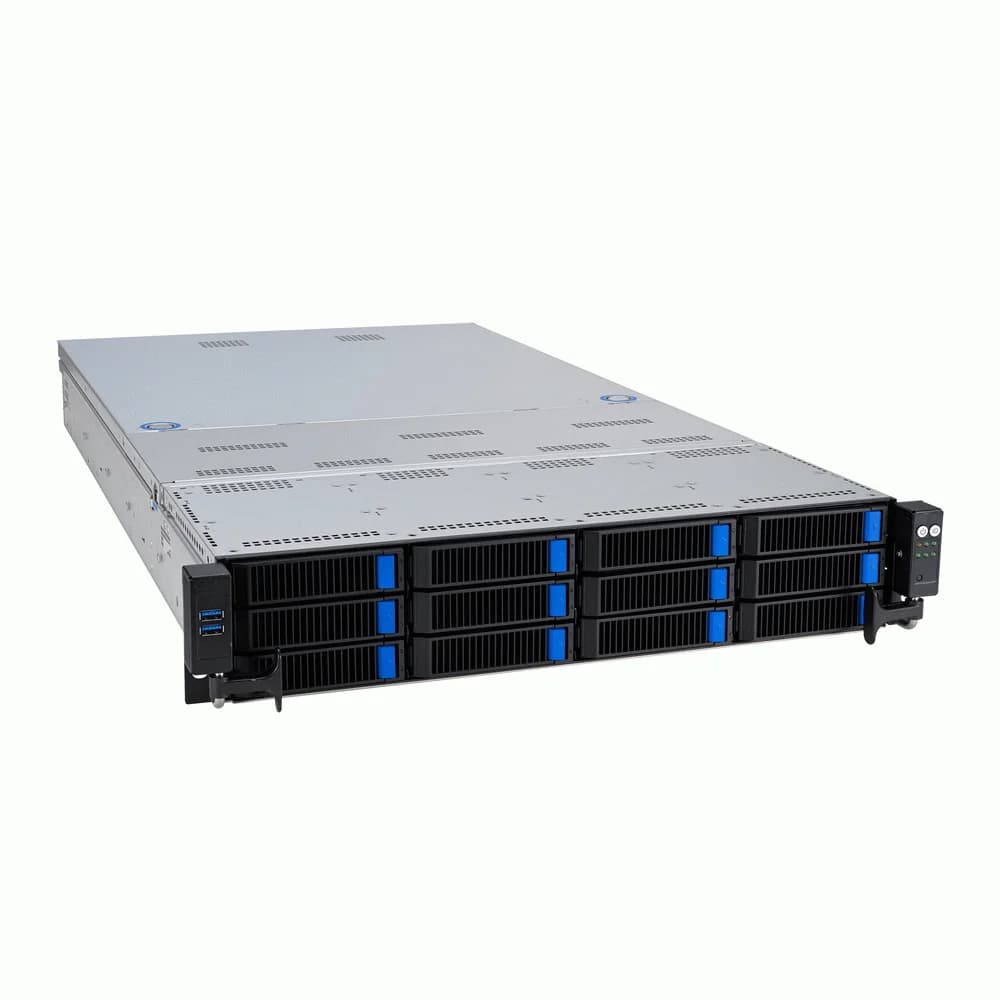 Серверная платформа/ ASUS RS720-E11-RS12U, 2U, 2 x LGA4677, 32 DIMM DDR5, 12=8 x NVMe/SAS*/SATA + 4 NVMe/SATA hs, 2 x M.2 slot, 2 x 10Gbe (X710) RJ45 port,Up to 8 slots PCIe 5.0, 1 x OCP 3.0, 1+1 16