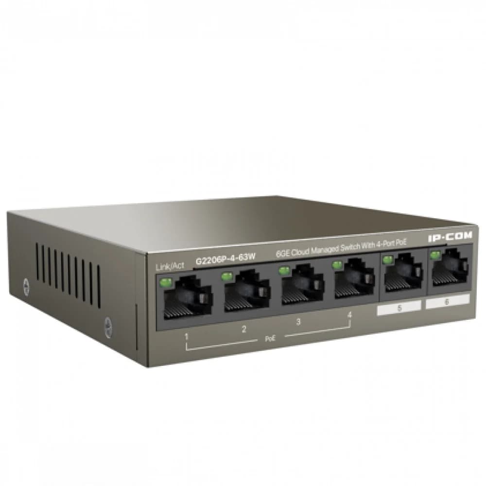 IP-COM G2206P-4-63W Web smart коммутатор PoE от IP-COM с 4 гигабитными портами PoE (максимальная мощность PoE 58 Вт)