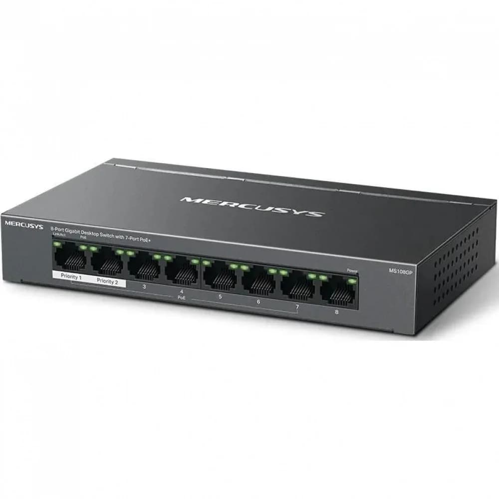 Коммутатор/ 8-Port Gigabit Desktop Switch with 7-Port PoE+ PORT: 7? Gigabit PoE+ Ports, 1? Gigabit Non-PoE Ports SPEC: Compatible with 802.3af/at PDs, 65 W PoE Power, Desktop Steel Case, Wall Mounti