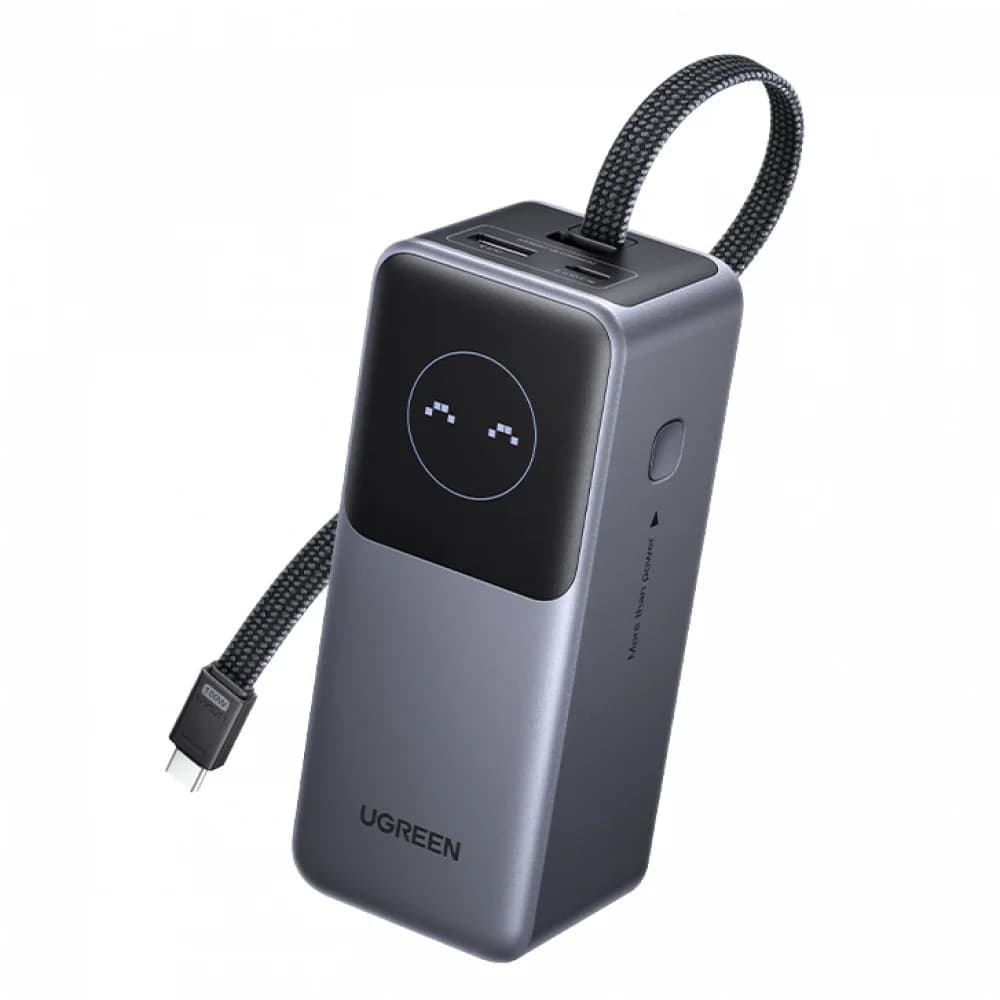 Внешний аккумулятор со встроенным кабелем UGREEN PB723 (55365B) 130W Power Bank 20000 mAh with Built-in Cable. Цвет: серый космос