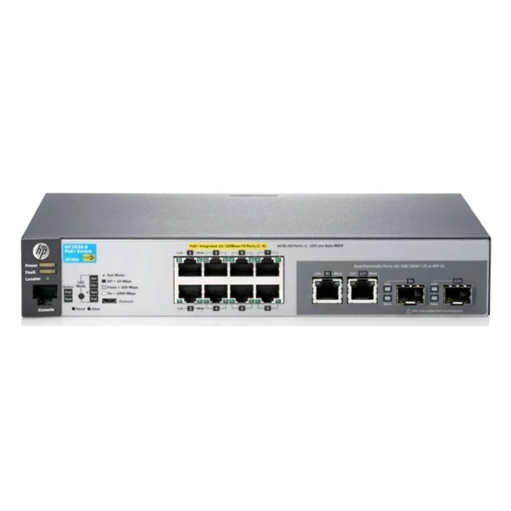 Aruba 2530 8 Switch (Managed, L2, 8*10/100 + 2*10/100/1000 or SFP, Fanless design, Rackmount 19”)