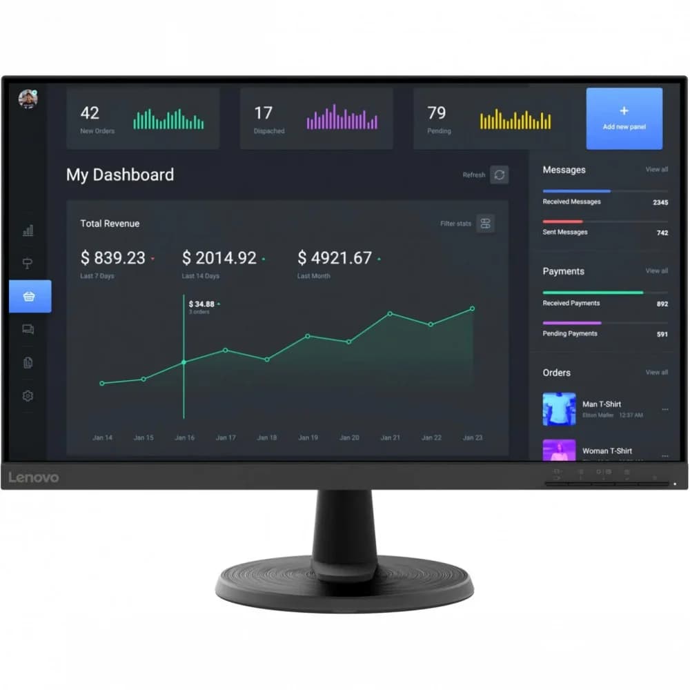 Lenovo C24-40 23.8" FHD (1920x1080) VA display, Anti-glare 16:9 75Hz refresh rate 3000:1, 72% NTSC, 8-bit -5° to +22° tilt stand Warranty 3-year/1x HDMI® 1.4, 1x VGA/Кабель в комплекте HDMI