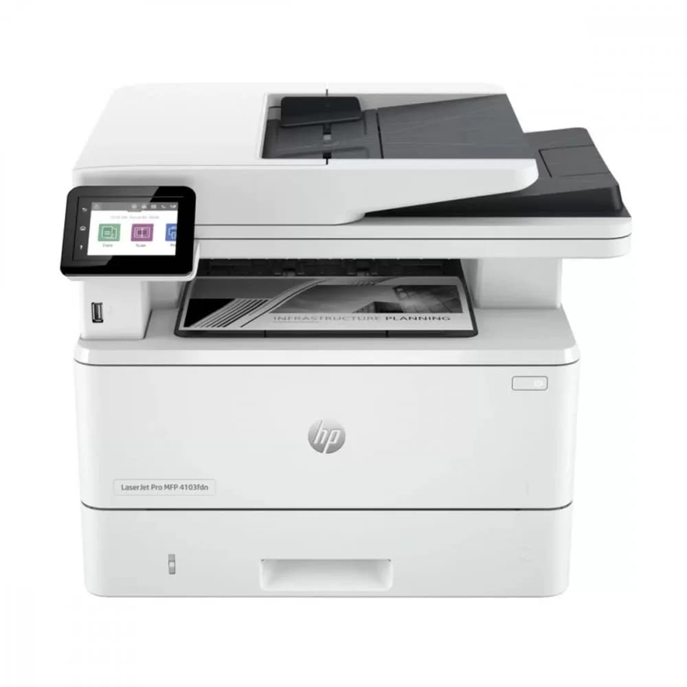 HP LaserJet Pro 4103fdn А4, МФУ, лазерное, черно-белое, 40стр/мин, 1200dpi, 1200МГц, 512Мб, АПД, 100+250, Ethernet /USB, 3050стр/картридж (2Z628A#BBU)