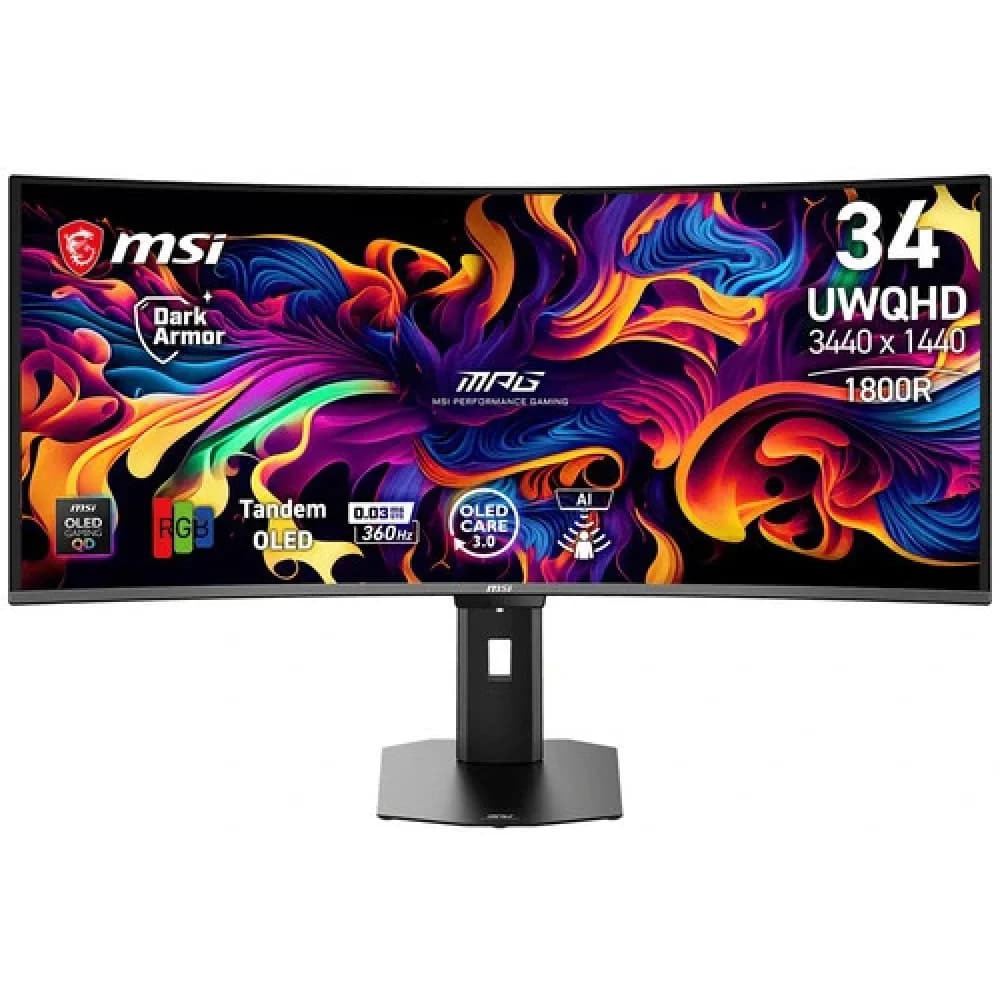 Монитор MSI 34" MPG 341CQR QD-OLED X36 1800R, 21:9, QD-OLED, UWQHD, 0,03ms, 300cd, 360Hz, HDMI, DP, USB, USB-C, HAS