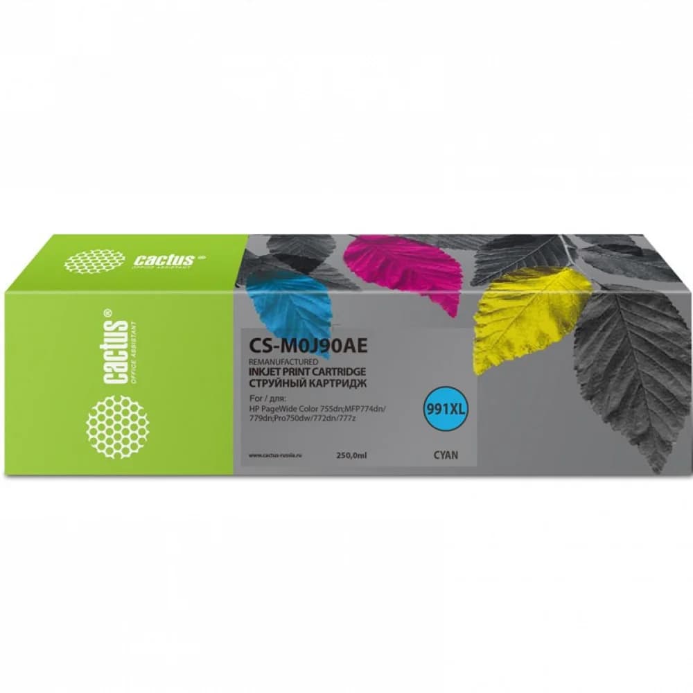 Картридж струйный Cactus CS-M0J90AE 991XL голуб.пигм. (250мл) для HP PW 755dn/MFP774dn/779dn/Pro750dw/772dn с чипом