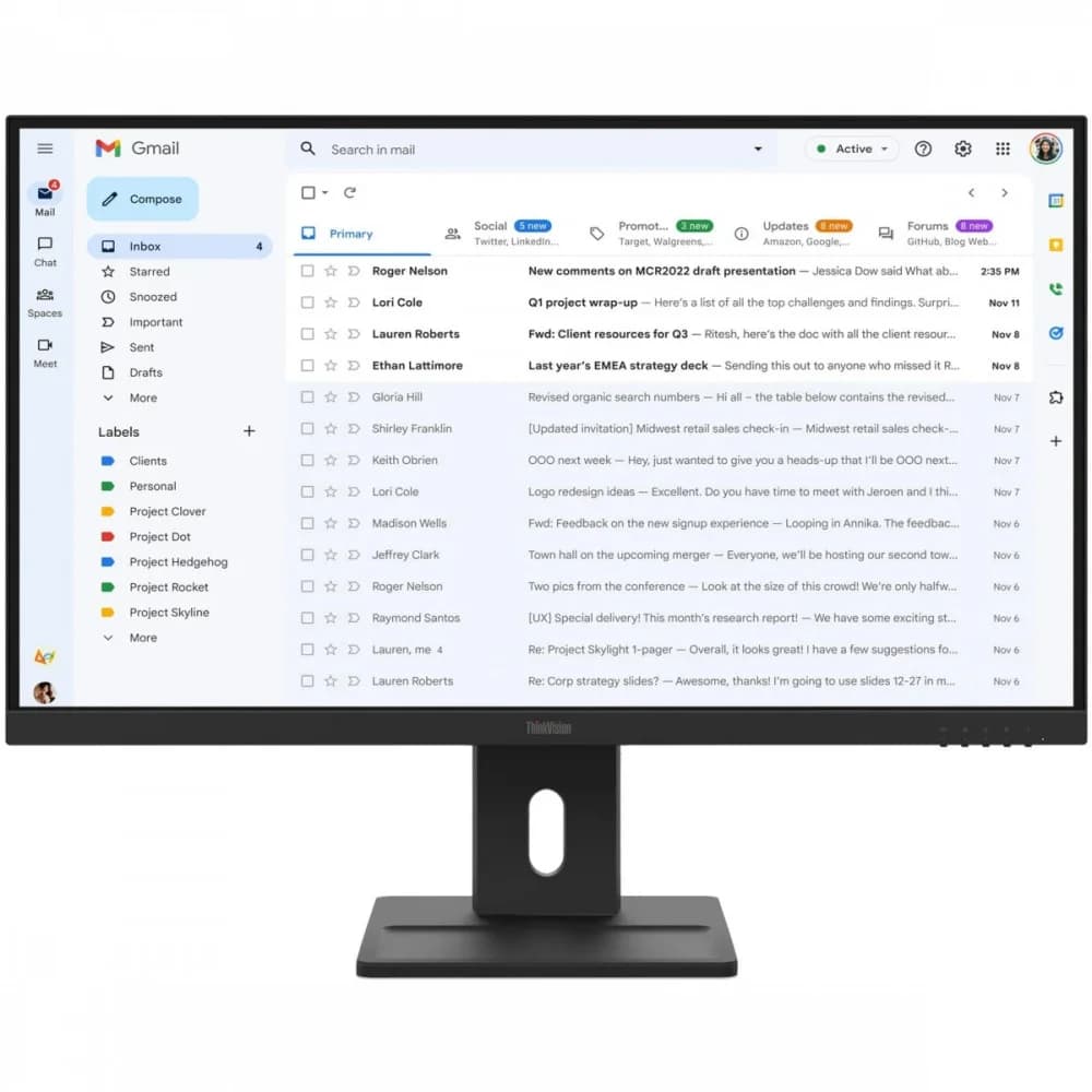 Монитор Lenovo ThinkVision E27-40/ 27"/16:9 / IPS / 1920×1080 / 100Hz / 4ms / 300cd/m² / VGA / HDMI / DP / Tilt Stand / 3yr