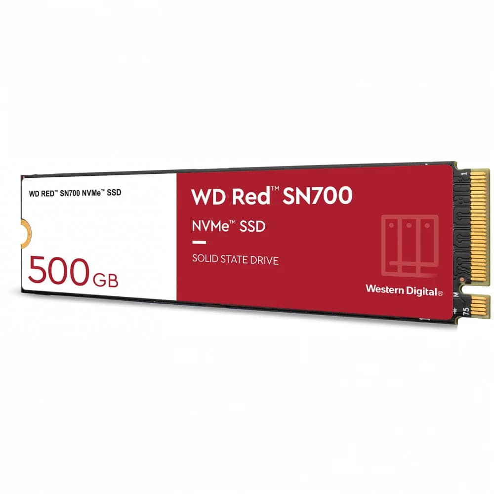 Твердотельные накопители/ WD SSD Red SN700 NVMe for NAS, 500GB, M.2(22x80mm), NVMe, PCIe 3.0 x4, R/W 3430/2600MB/s, IOPs 420 000/380 000, TBW 1000, DWPD 1 (12 мес.)