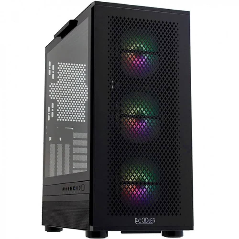 Корпус без блока питания/ Case PCCooler ME200 MESH BK, Midi-Tower, TG, Mesh, 3x120mm ARGB, 1xUSB-A 3.0 + 2xUSB-A 2.0, E-ATX, ATX, mATX, mITX Black
