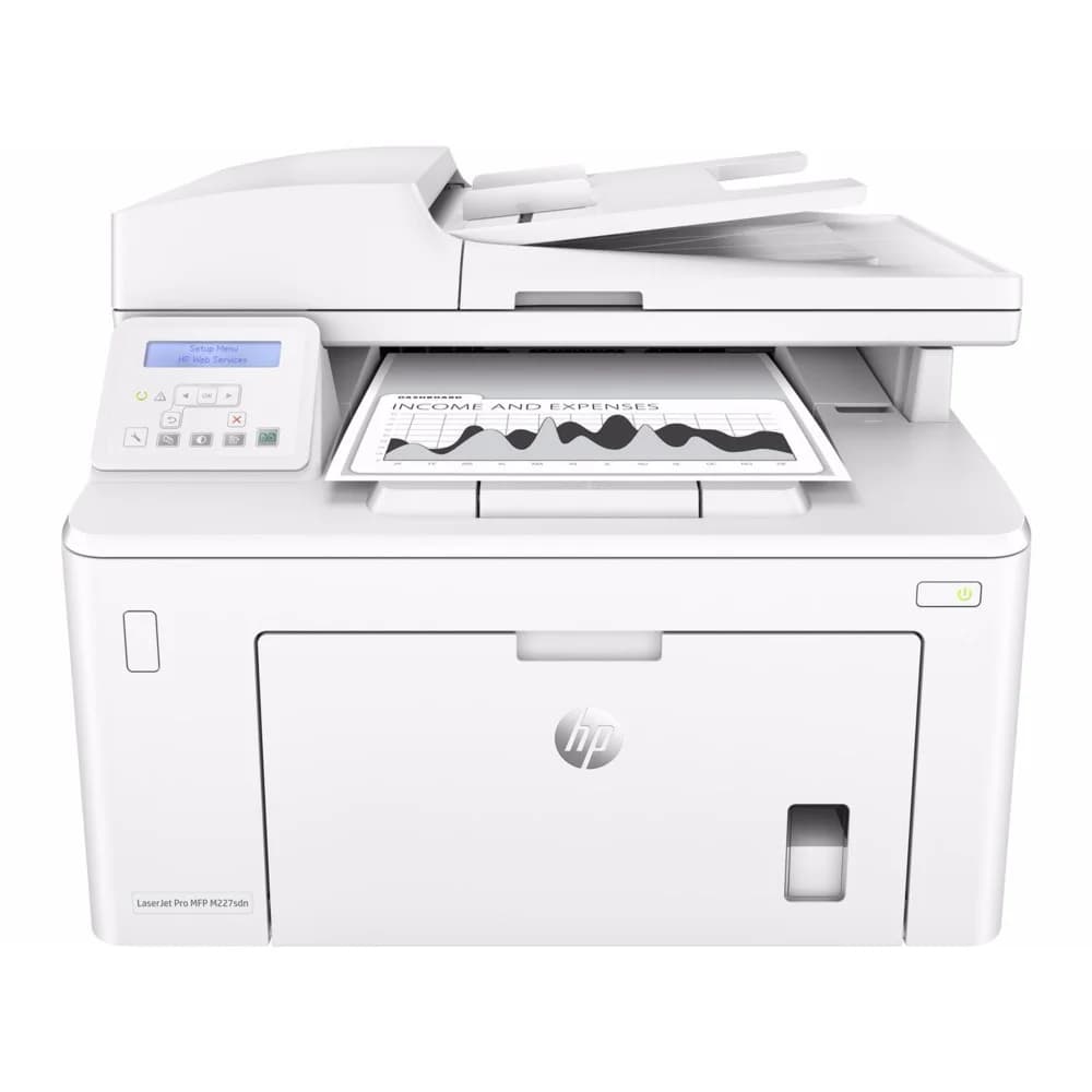 Лазерное многофункциональное устройство HP LaserJet Pro MFP M227sdn (p/c/s, A4, 1200dpi, 28ppm, 256Mb, 2 trays 250+10, Duplex, ADF 35 sheets, USB/Eth, Flatbed, white, Cartridge 1600 pages in box, re