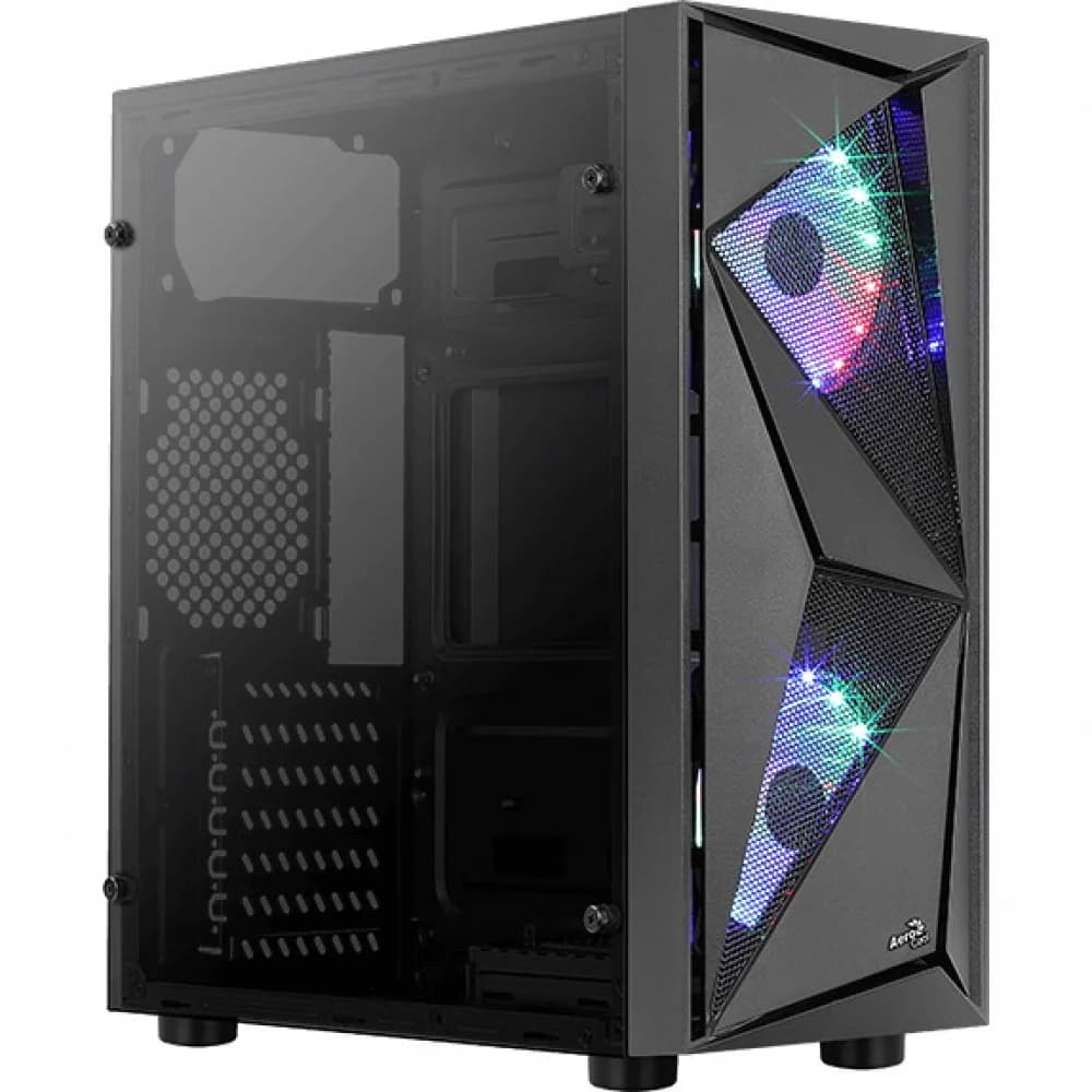 Корпус AeroCool Glider-G, Midi Tower, ATX, Black, 1x3.5"/4x2.5", 2xUSB, USB3.0, RGB