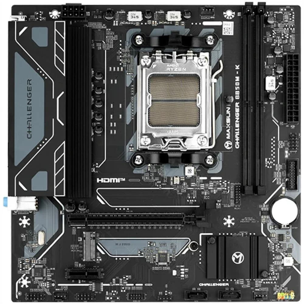 Материнская плата Maxsun MS-Challenger B850M-K B850, AM5, 2*DDR5, 1*PCIEx16, 1*PCIEx1, 1*M.2, 6*USB3.2Gen1, 4*USB2.0, 2*SATA3.0, 1G, HDMI, M-ATX, RTL