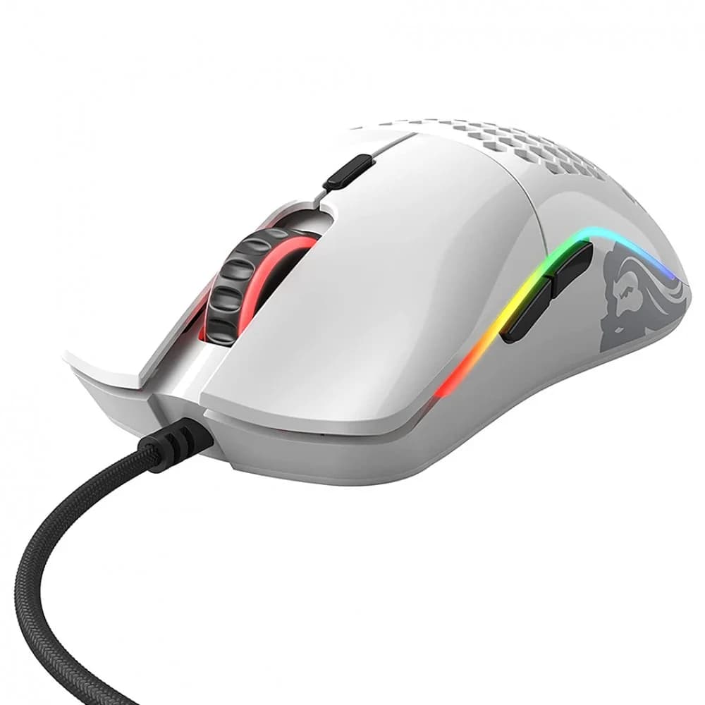 Компьютерная мышь, Glorious, Model O-, GOM-GWHITE, Игровая, Оптическая, Проводная, Pixart PMW-3360 Sensor, 12000 DPI, 250+ IPS, 50G, 1000 Hz, RGB, 6 кнопок, Длина провода 2м, Глянцевый белый