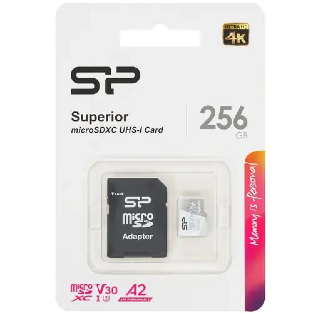 Флеш карта microSD 256GB Silicon Power Superior A2 microSDXC Class 10 UHS-I U3 Colorful 100/80 Mb/s (SD адаптер)