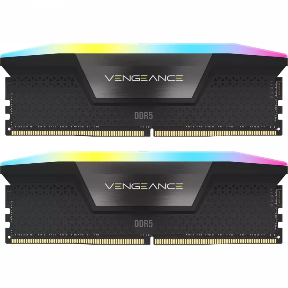 CORSAIR DDR5, 6000MT/s 32GB 2x16GB DIMM, 36-44-44-96, Std PMIC, XMP 3.0, VENGEANCE RGB DDR5, Black PCB, 1.4V