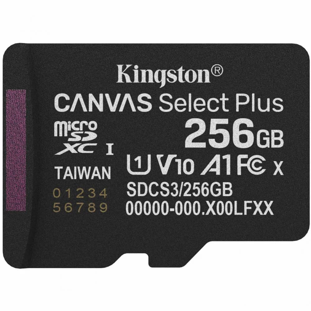Карта памяти, Kingston, SDCS3/256GBSP, MicroSDXC 256GB, Canvas Select Plus, A1, U1, V10, без адаптера SD
