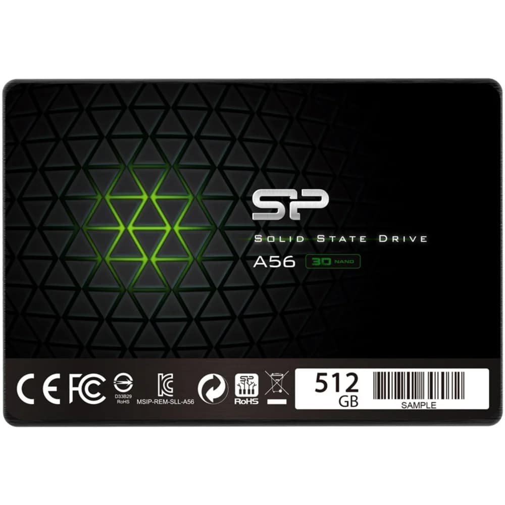 Твердотельный накопитель SSD 2.5" Silicon Power 512GB A56 <SP512GBSS3A56A25> (SATA3, up to 560/530MBs, 3D TLC, Phison, 250TBW, 7mm)