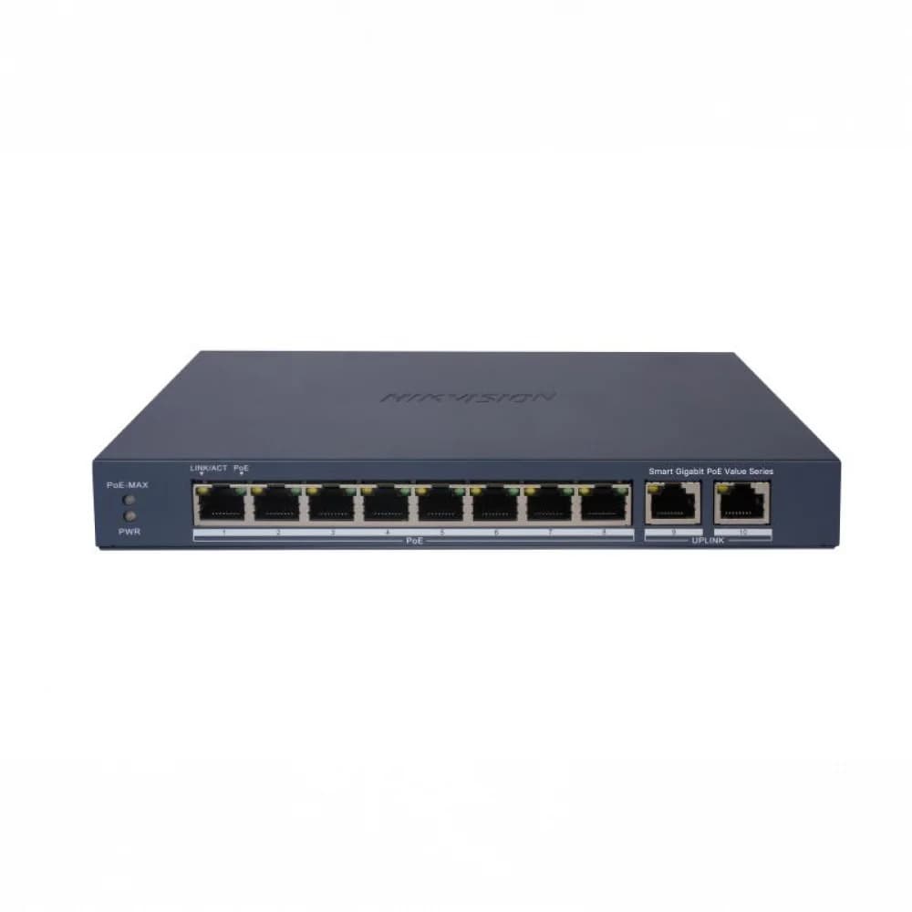PoE Сетевой коммутатор | Интерфейс: PoE 8×RJ45 1Гбит/с / Uplink 2×RJ45 1Гбит/с | PoE Стандарт: IEEE 802.3af / IEEE 802.3at | Скорость коммутации: 20 Гбит/с | Скорость передачи пакетов: 14.88Мбит/с |
