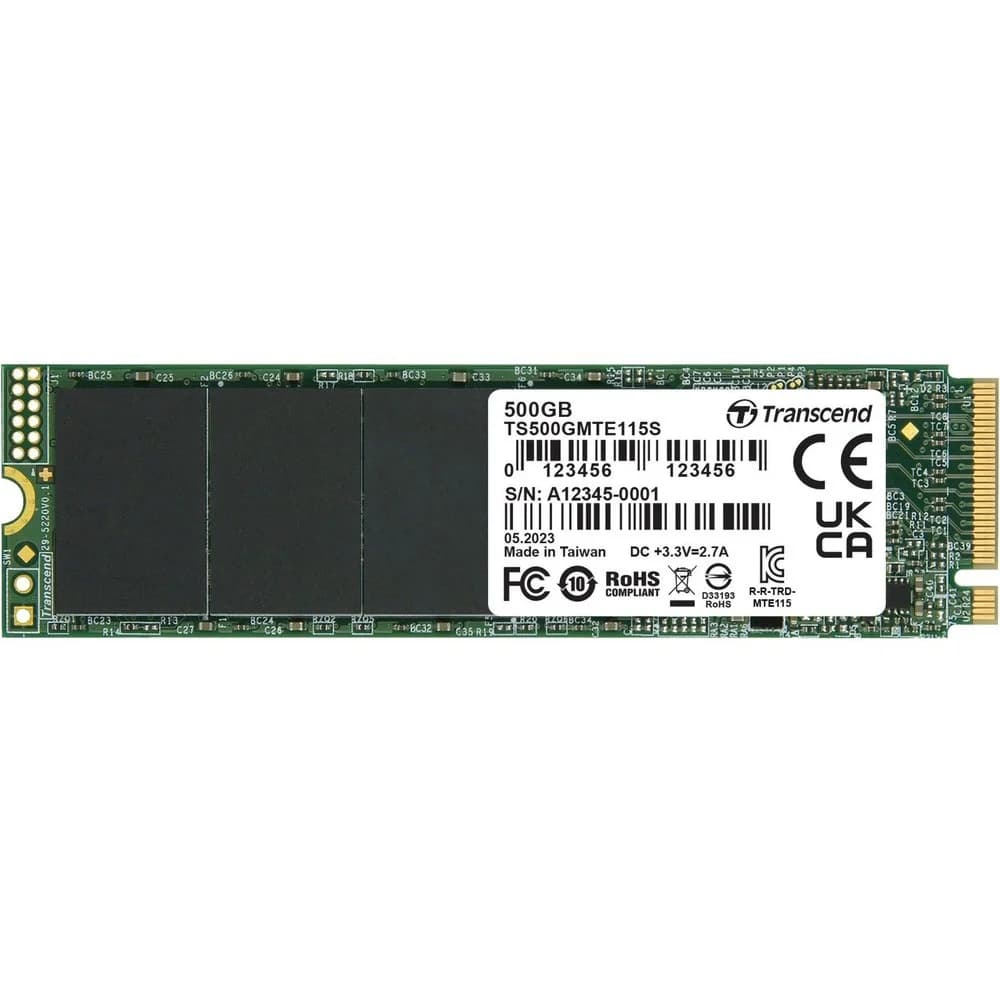 Transcend SSD MTE115S, 500GB, M.2(22x80mm), NVMe, PCIe 3.0 x4, 3D TLC, R/W 1700/1400MB/s, IOPs 250 000/170 000, TBW 200, DWPD 0.2, (5 лет) Твердотельный накопитель PCIe 115S Поднимите производительн