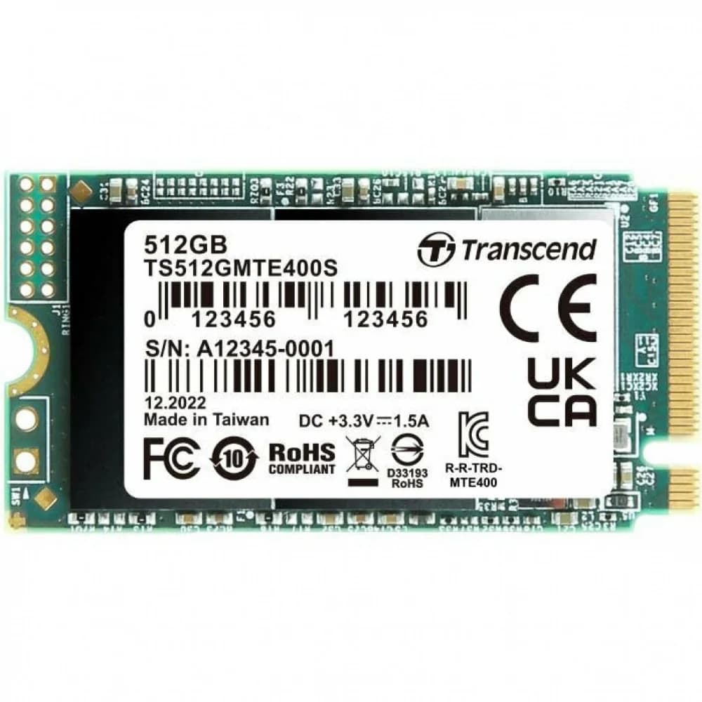 Твердотельный накопитель/ Transcend SSD MTE400S, 512GB, M.2(22x42mm), NVMe, PCIe 3.0 x4, 3D TLC, R/W 2000/900MB/s, IOPs 53 000/235 000, TBW 200, DWPD 0.2 (5 лет)