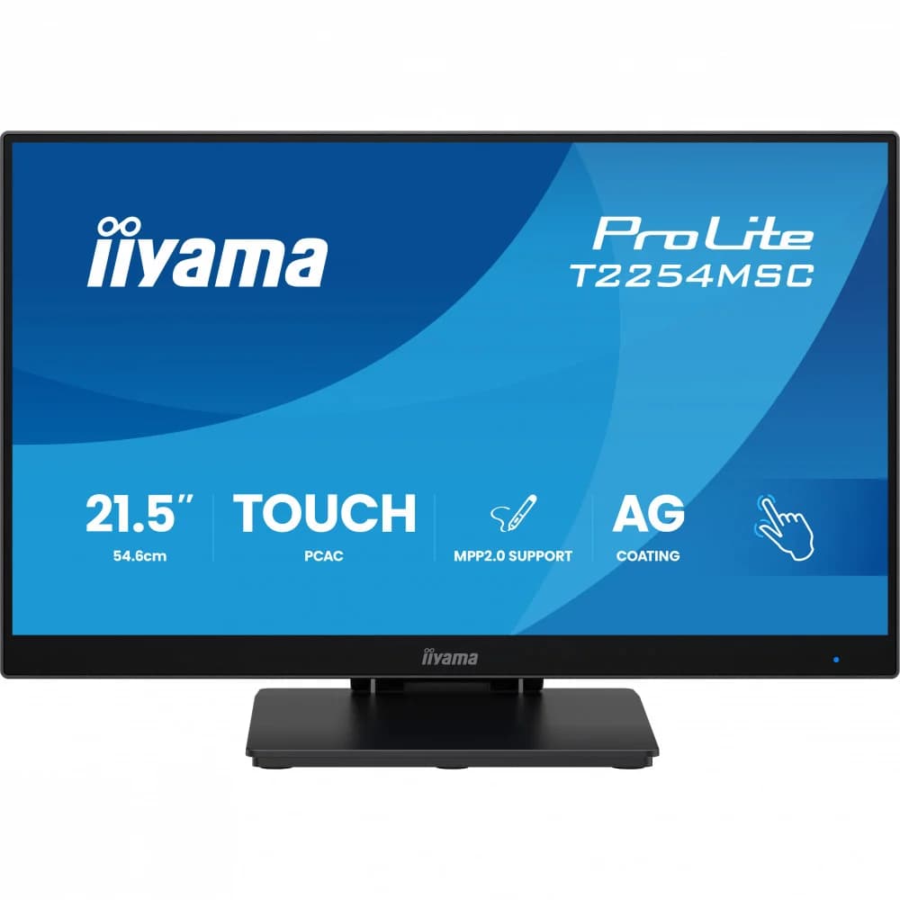 Монитор, iiyama, ProLite PLT2254M, T2254MSC-B2AG, TOUCH, 21.5", 1920 x 1080, IPS, 120ГЦ, HDMI (v2.0), DP(v1.2), DVI, USB (v3.2 x2), 300кд/м2, 1300:1, 4мс, Регулировка наклона/поворота/высоты/вращени