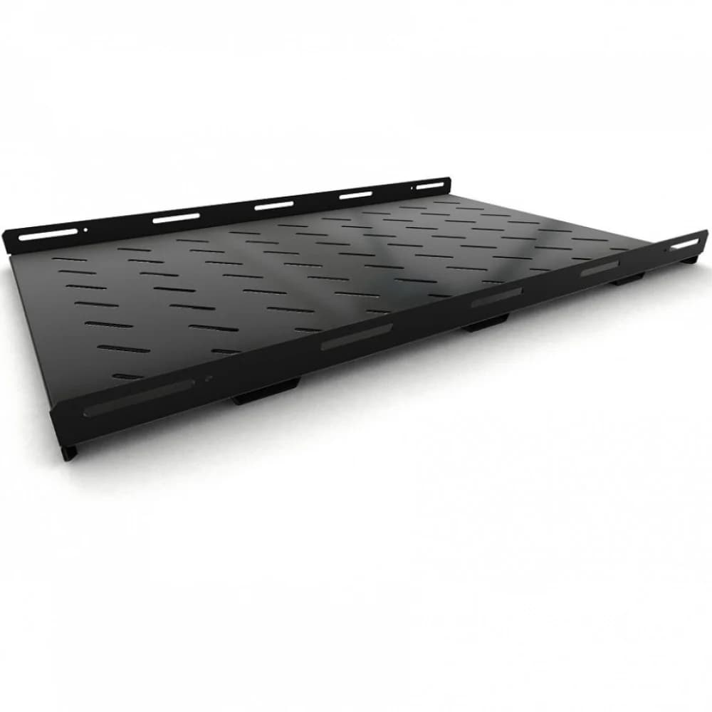 Полка Hyperline Hyperline TSH3H-850-RAL9004 (TSH3H-850-RAL9005) Полка стационарная усиленная, глубина 850 мм, с боковым креплением, нагрузка до 100 кг, для шкафов серии TTB, TTR, 485х850мм (ШхГ), цв