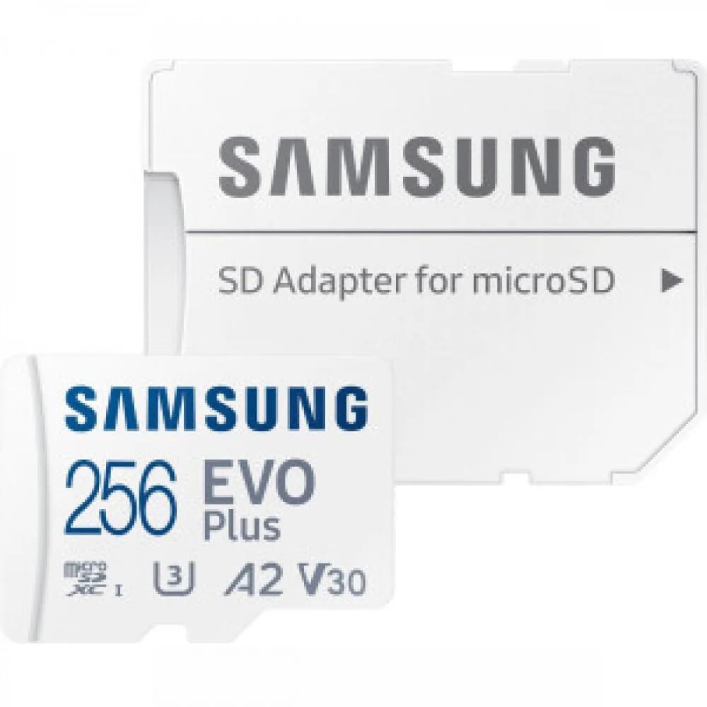 Флеш карта microSDXC 256GB Samsung EVO Plus Class 10, A2, V30, UHS-I (U3), W 90 МБ/с, R 160 МБ/с, <MB-MC256SA/EU> адаптер на SD
