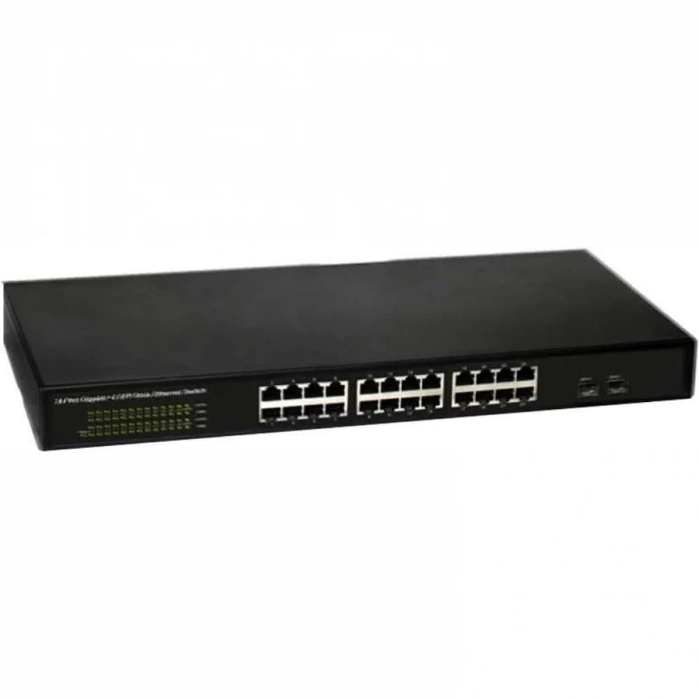 S1526-24P Коммутатор Unmanaged Multi functional PoE Switch (24 1000M PoE ports, 2 GE SFP ports built-in AC220V power supply 370W PoE power, rack-mounted installation)