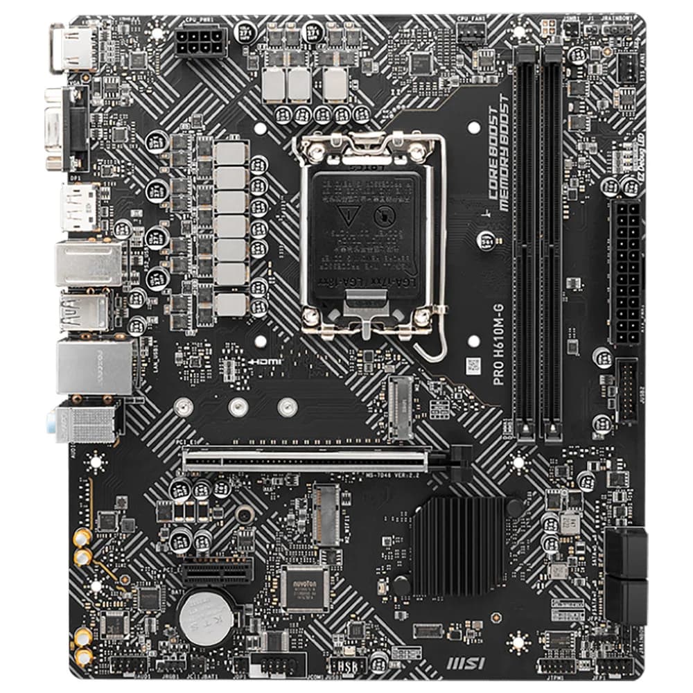 Материнская плата MSI PRO H610M-G H610, LGA1700, 2*DDR5, 1*PCIEx16, 1*PCIEx1, 1*M.2, 4*USB3.2Gen1, 6*USB2.0, 4*SATA3.0, 1G, VGA, DP, HDMI, M-ATX, BULK