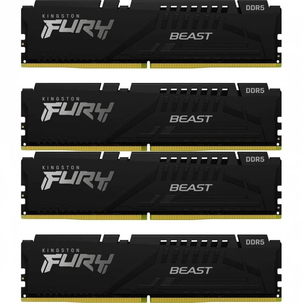 Комплект модулей памяти, Kingston, FURY Beast KF556C40BBK4-128 (Kit 4x32GB), DDR5, 128GB, CL40, DIMM <PC5-44800/5600MHz>