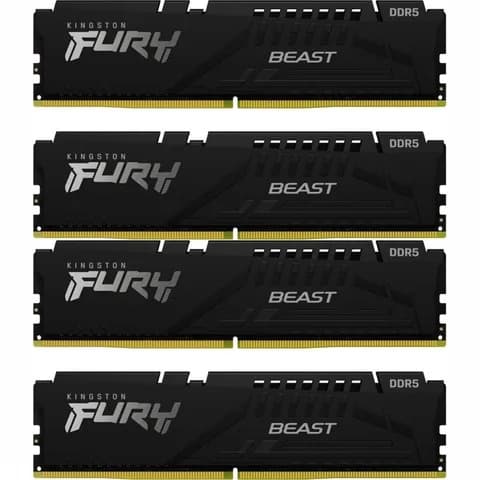 Комплект модулей памяти, Kingston, FURY Beast KF556C40BBK4-128 (Kit 4x32GB), DDR5, 128GB, CL40, DIMM <PC5-44800/5600MHz>
