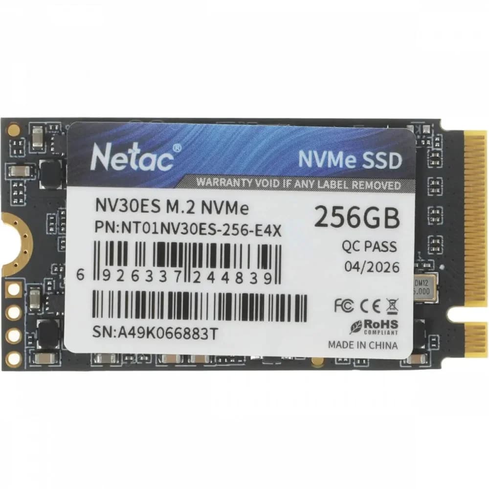 Накопитель SSD Netac PCIe 3.0 x4 256GB NT01NV30ES-256-E4X NV30ES M.2 2242