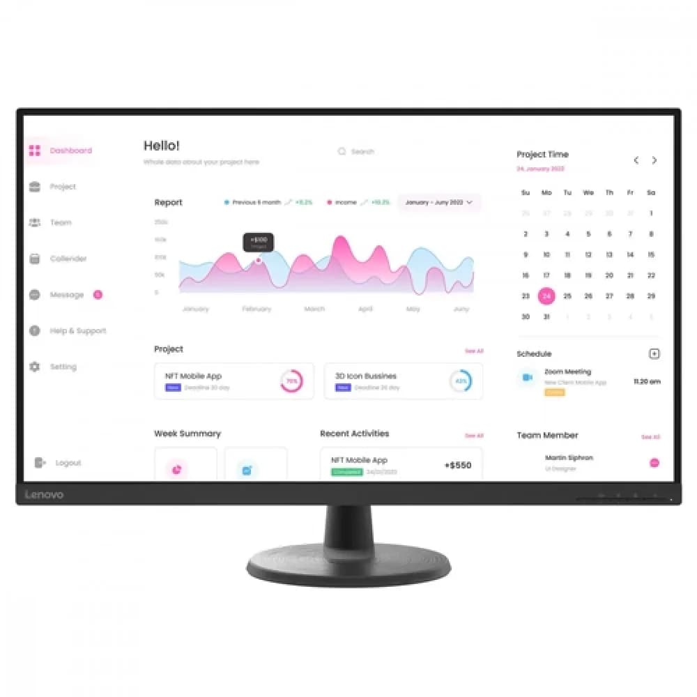 Монитор Lenovo 67A2KAC6EU D24-40 23.8" VA/1920x1080/75Hz/AMD FreeSync/5ms/3000:1/3M:1/250nit/VGA/HDMI 1.4/HDMI in box