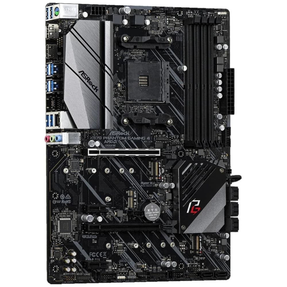 Материнская плата, ASRock, X570 PHANTOM GAMING 4 (4717677338881), AM4, X570, 4xDDR4 2933/3200/4667+(OC), 8xSATA3, 2xM.2 (PCI-E 4.0x4, PCI-E 4.0x4 или SATA), Raid, 1xHDMI, 1xDP, 2xPCI-Ex16, 2xPCI-Ex1