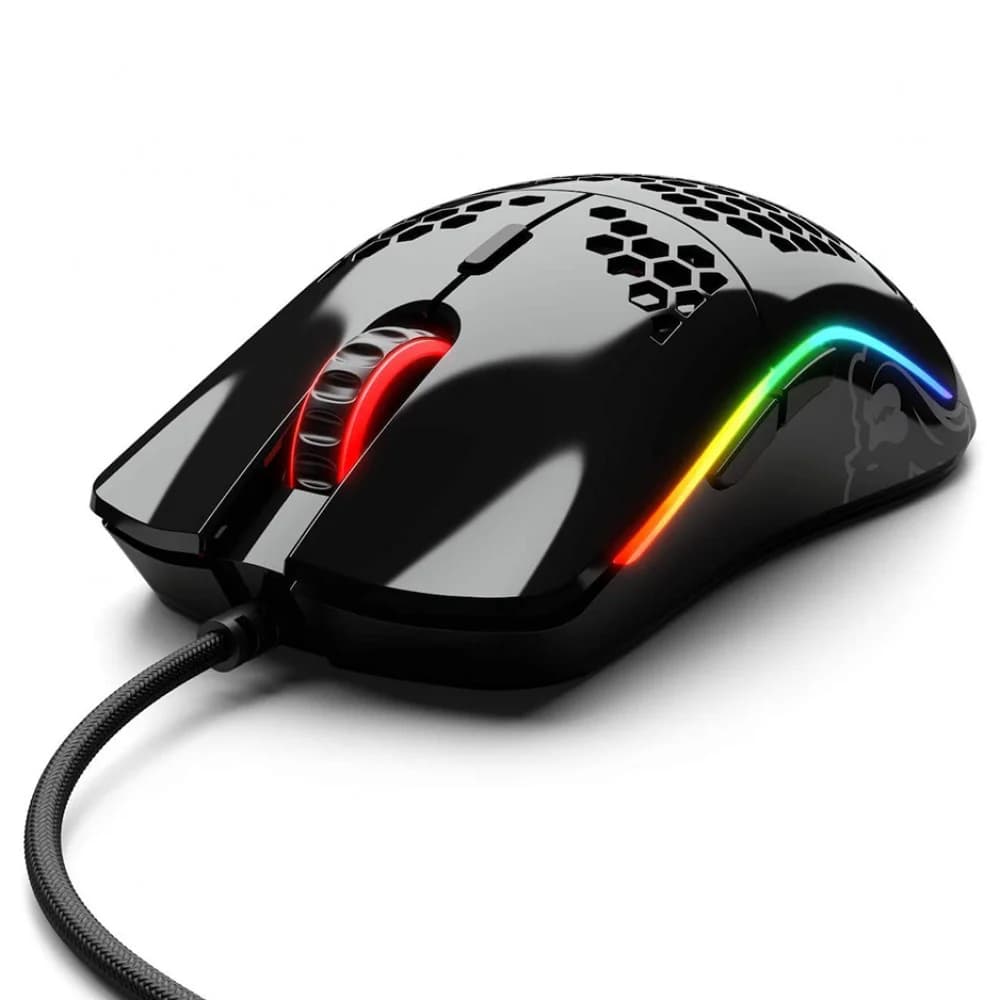 Компьютерная мышь, Glorious, Model O-, GOM-GBLACK, Игровая, Оптическая, Проводная, Pixart PMW-3360 Sensor, 12000 DPI, 250+ IPS, 50G, 1000 Hz, RGB, 6 кнопок, Длина провода 2м, Глянцевый черный