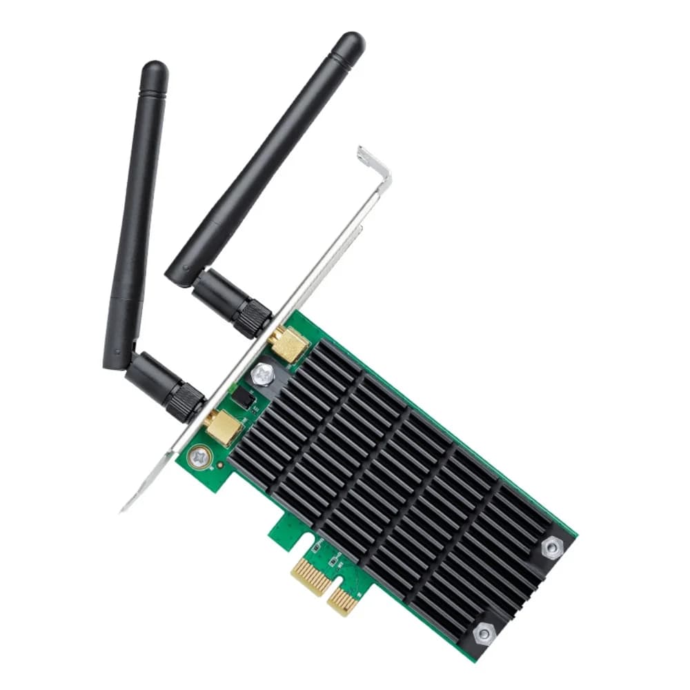 Сетевой адаптер беспроводной PCIe AC1200 Tp-Link Archer T4E < 867Mbps на 5Ghz, 300Mbps на 2.4Ghz, 802.11ac/a/b/g/n, 2 съёмные двухдиапазонные всенаправленные антенны, низкопрофильная планка в комп