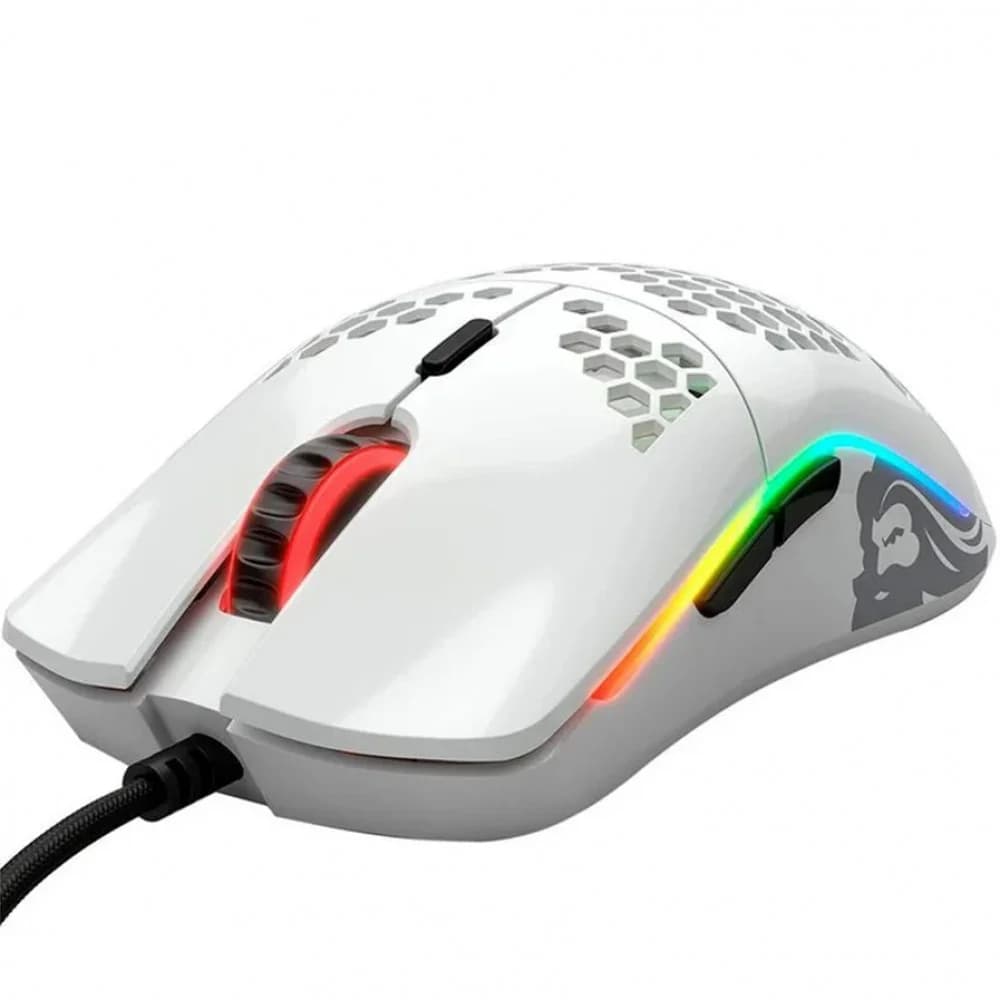 Компьютерная мышь, Glorious, Model O, GO-GWHITE, Игровая, Оптическая, Проводная, Pixart PMW-3360 Sensor, 12000 DPI, 250+ IPS, 50G, 1000 Hz, RGB, 6 кнопок, Длина провода 2м, Глянцевый белый