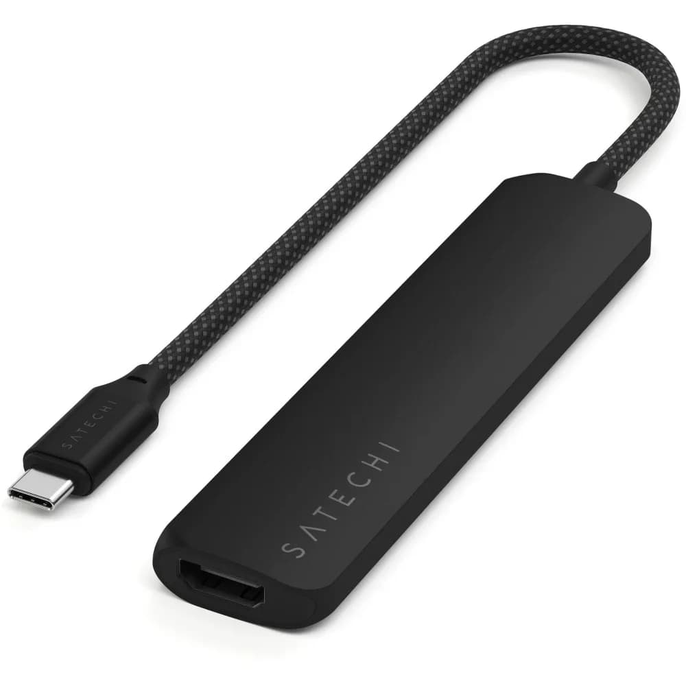 Адаптер Satechi 6-in-1 1xUSB-C PD&1x1 USB-A 10Gbps&USB-A 480Mbps&HDMI 4K @ 60Hz&Micro/SD Card Slim Multiport Adapter. Цвет: черный