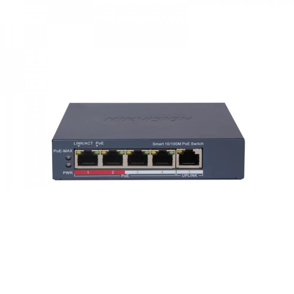 PoE Сетевой коммутатор | Интерфейс: PoE 4×RJ45 10/100Мбит/с / Uplink 1×RJ45 10/100Мбит/с | PoE Стандарт: IEEE 802.3af / IEEE 802.3at | Скорость коммутации: 1 Гбит/с | Скорость передачи пакетов: 0.74