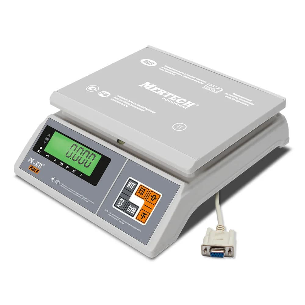 Порционные весы M-ER 326 AFU-6.01 "Post II" LCD RS-232 "Интерфейс RS-232 Индикация: ЖКИ с подсветкой Габариты: 290х265х110 мм Платформа: 255x205 мм Питание: адаптер+аккумулятор Максимальный вес: 6 к