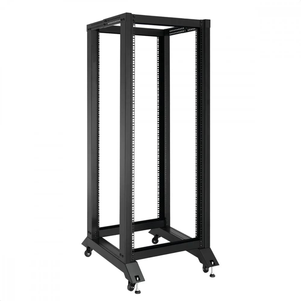 Стойка ExeGate EOR2-32U.1000.BLACK (открытая телекоммуникационная 19", 32U, двухрамная, усиленная, с роликовыми опорами, раздвижная, В1610хШ600х Г(550-790) мм, цвет черный RAL 9004)