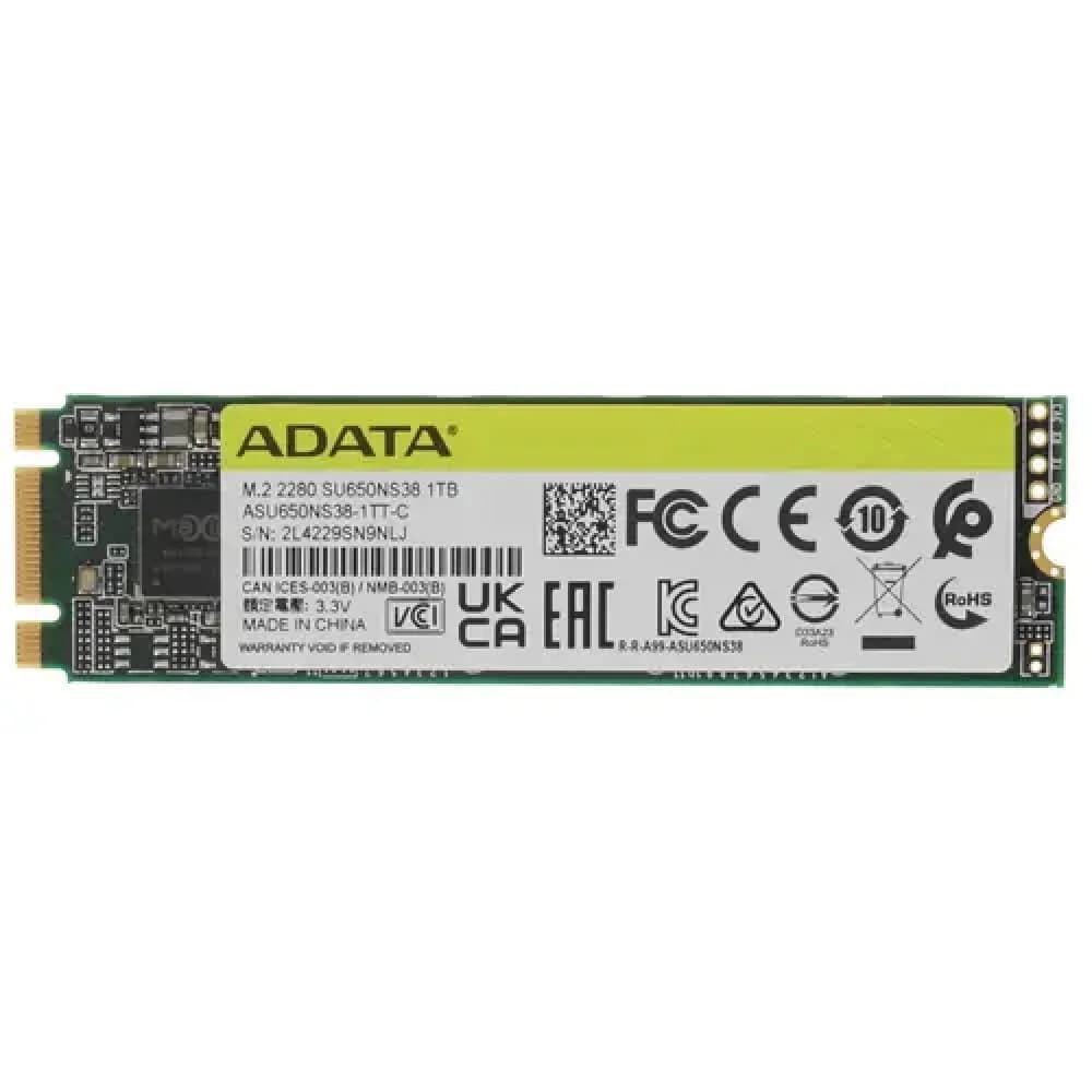 Твердотельный накопитель/ ADATA SSD Ultimate SU650, 1024GB, M.2(22x80mm), SATA3, 3D TLC, R/W 550/510MB/s, IOPs 80 000/60 000, TBW 420, DWPD 0.4 (3 года)